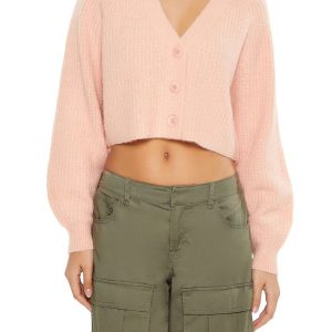 Fuzzy Ribbed Cardigan Sweater