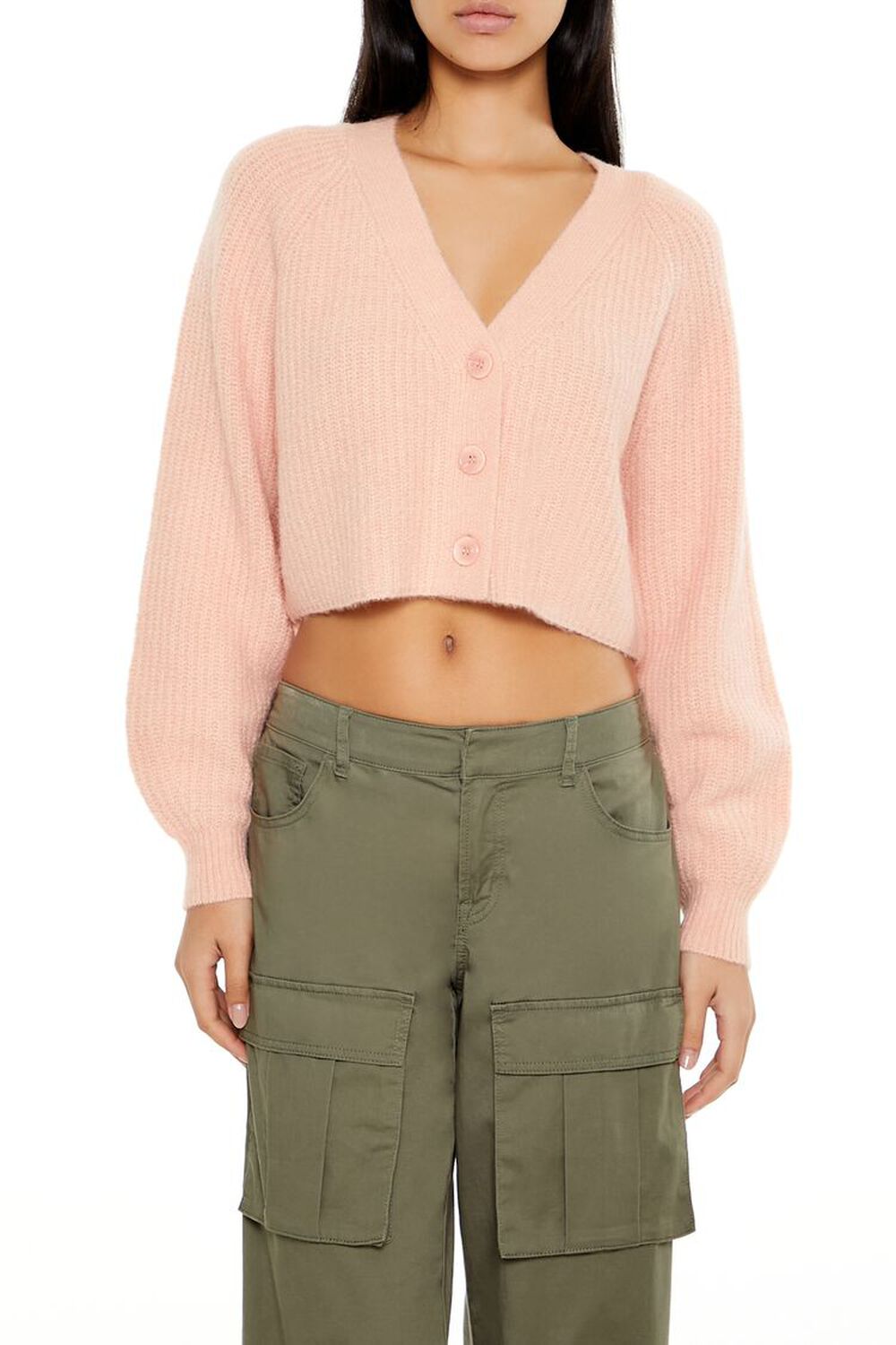 Fuzzy Ribbed Cardigan Sweater