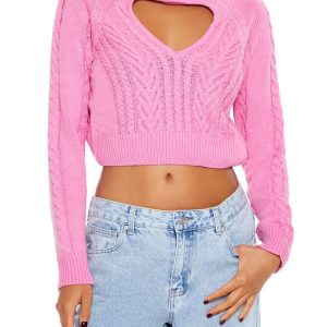 Heart Cutout Turtleneck Sweater