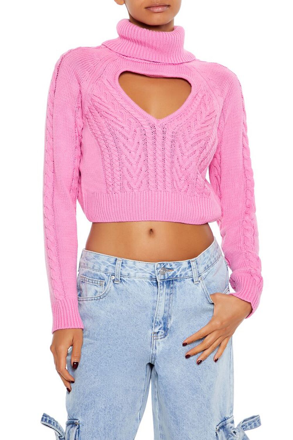 Heart Cutout Turtleneck Sweater