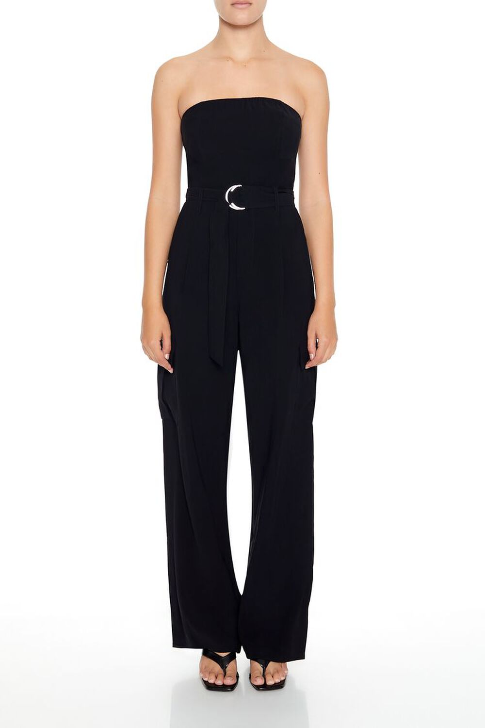 Belted Strapless Cargo Jumpsuit