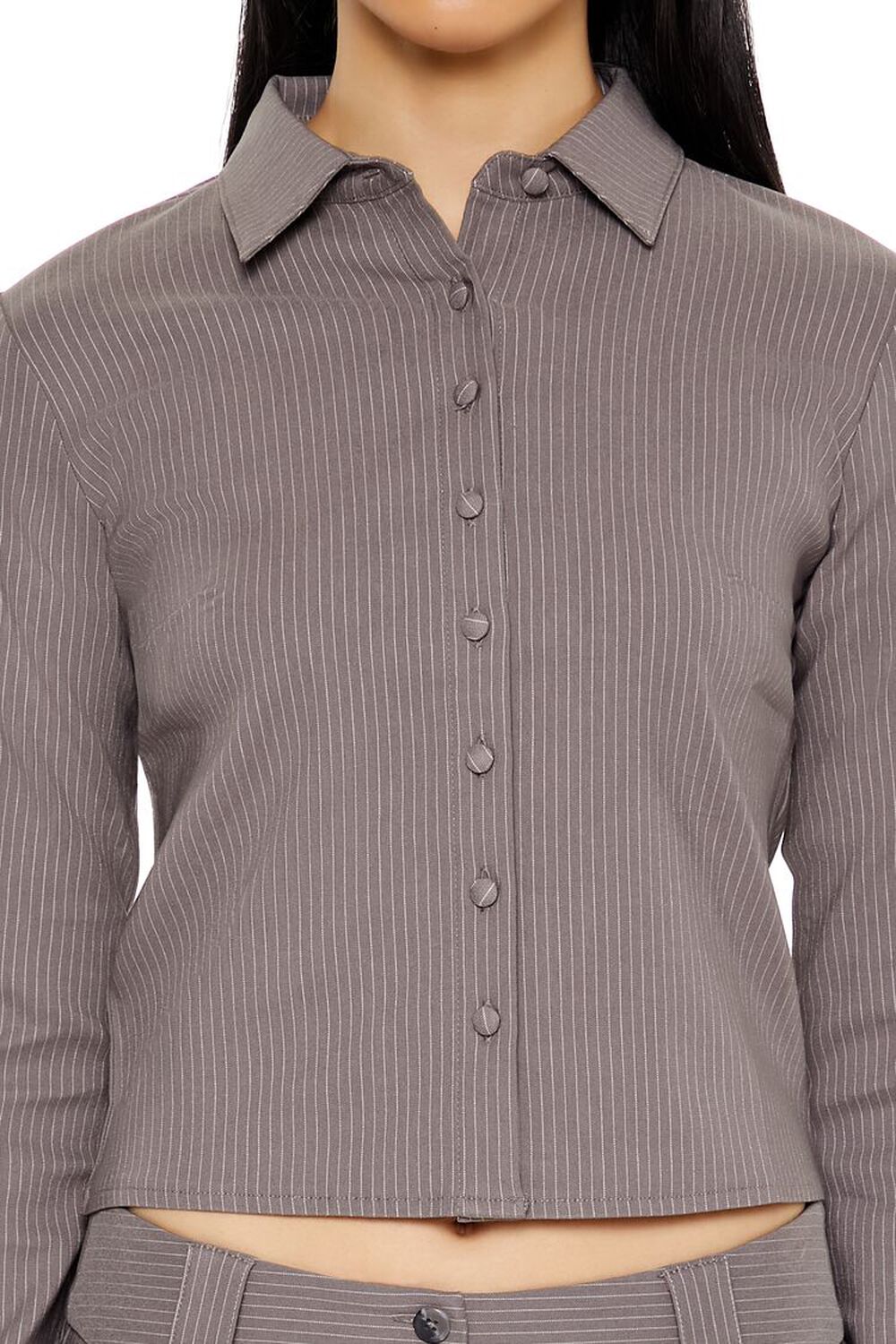 Pinstriped Cropped Shirt - Image 3