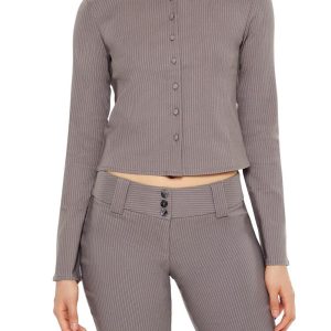 Pinstriped Cropped Shirt