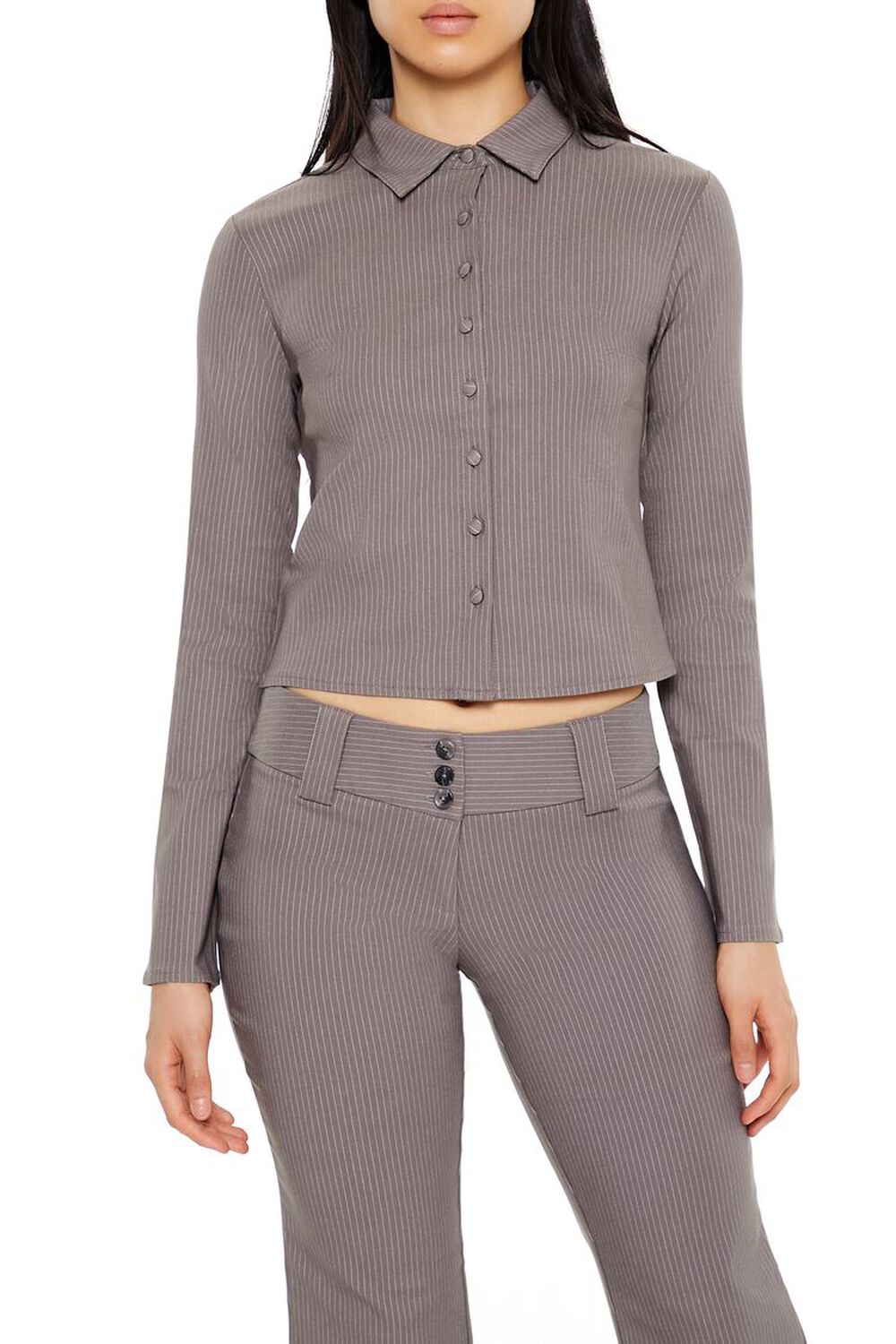 Pinstriped Cropped Shirt