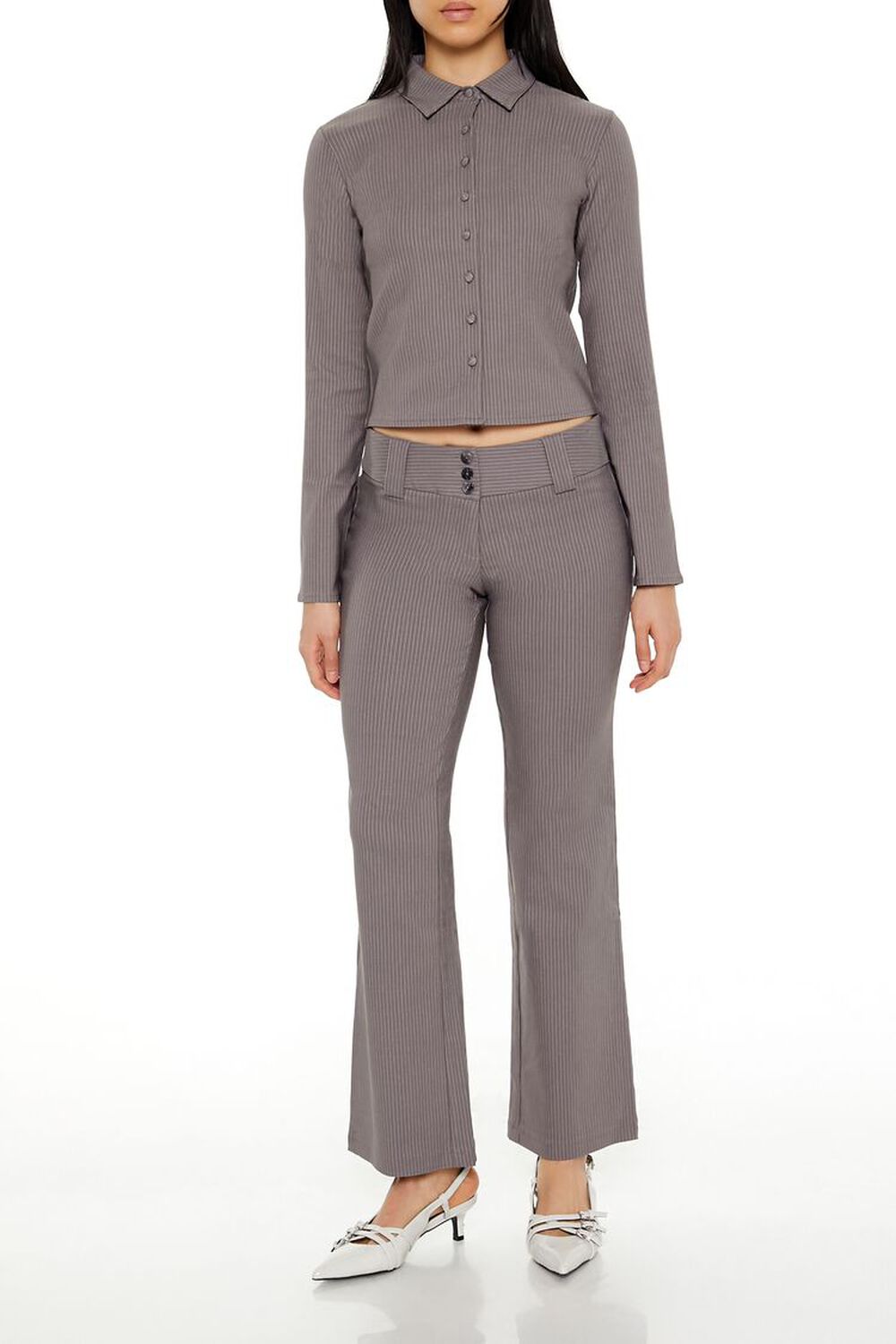 Pinstriped Cropped Shirt - Image 2