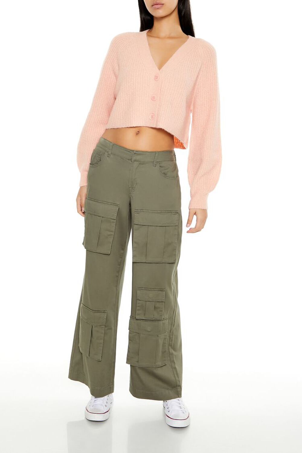 Fuzzy Ribbed Cardigan Sweater - Image 2