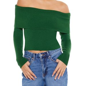 Ribbed Off-the-Shoulder Sweater
