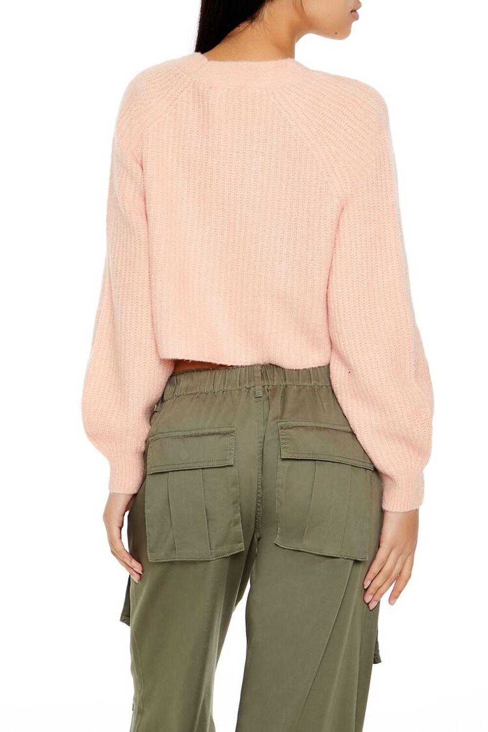 Fuzzy Ribbed Cardigan Sweater - Image 5