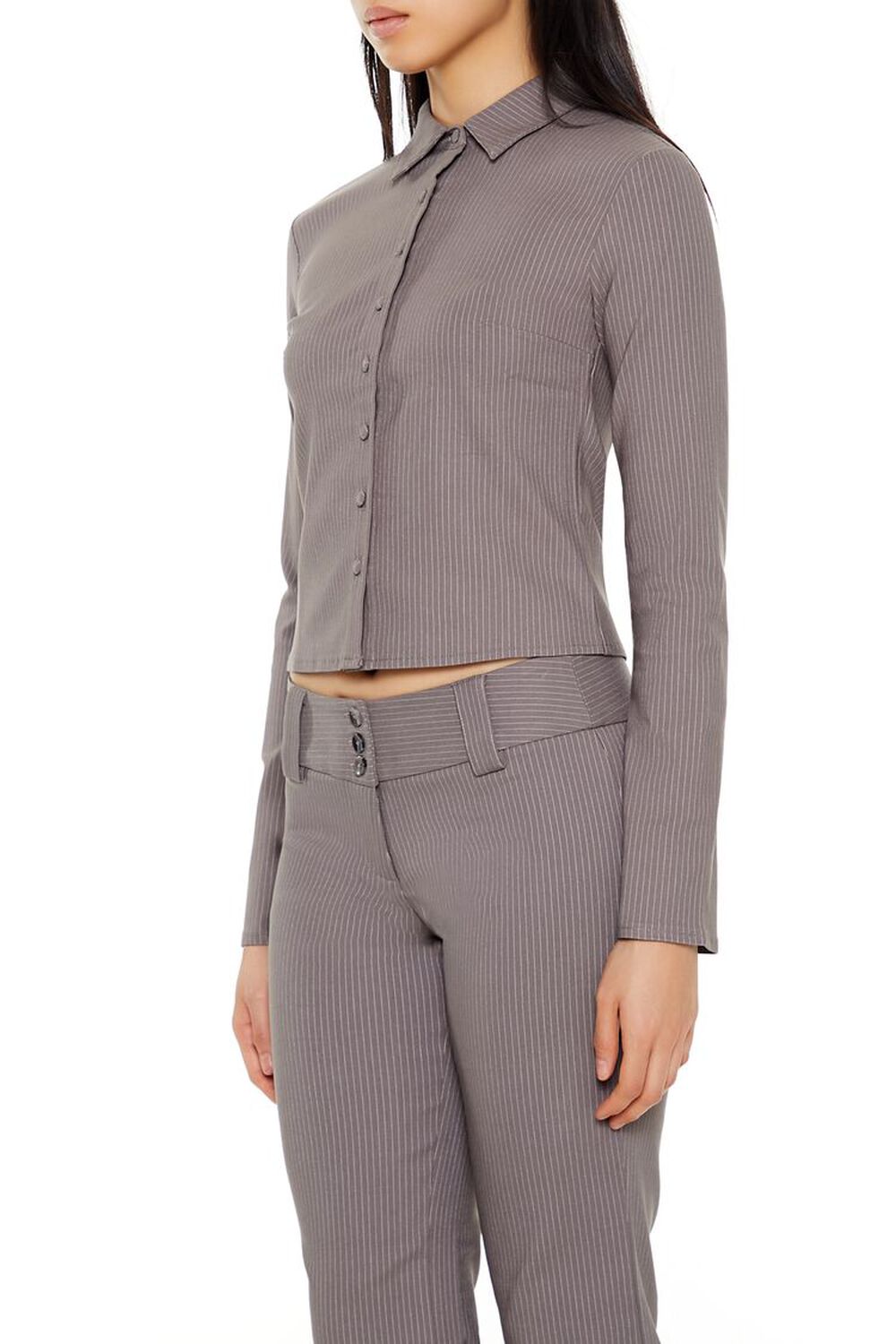 Pinstriped Cropped Shirt - Image 4