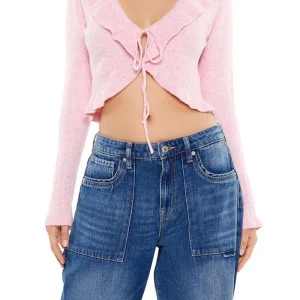 Marled Cropped Cardigan Sweater