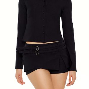 Twill Long-Sleeve Cropped Shirt